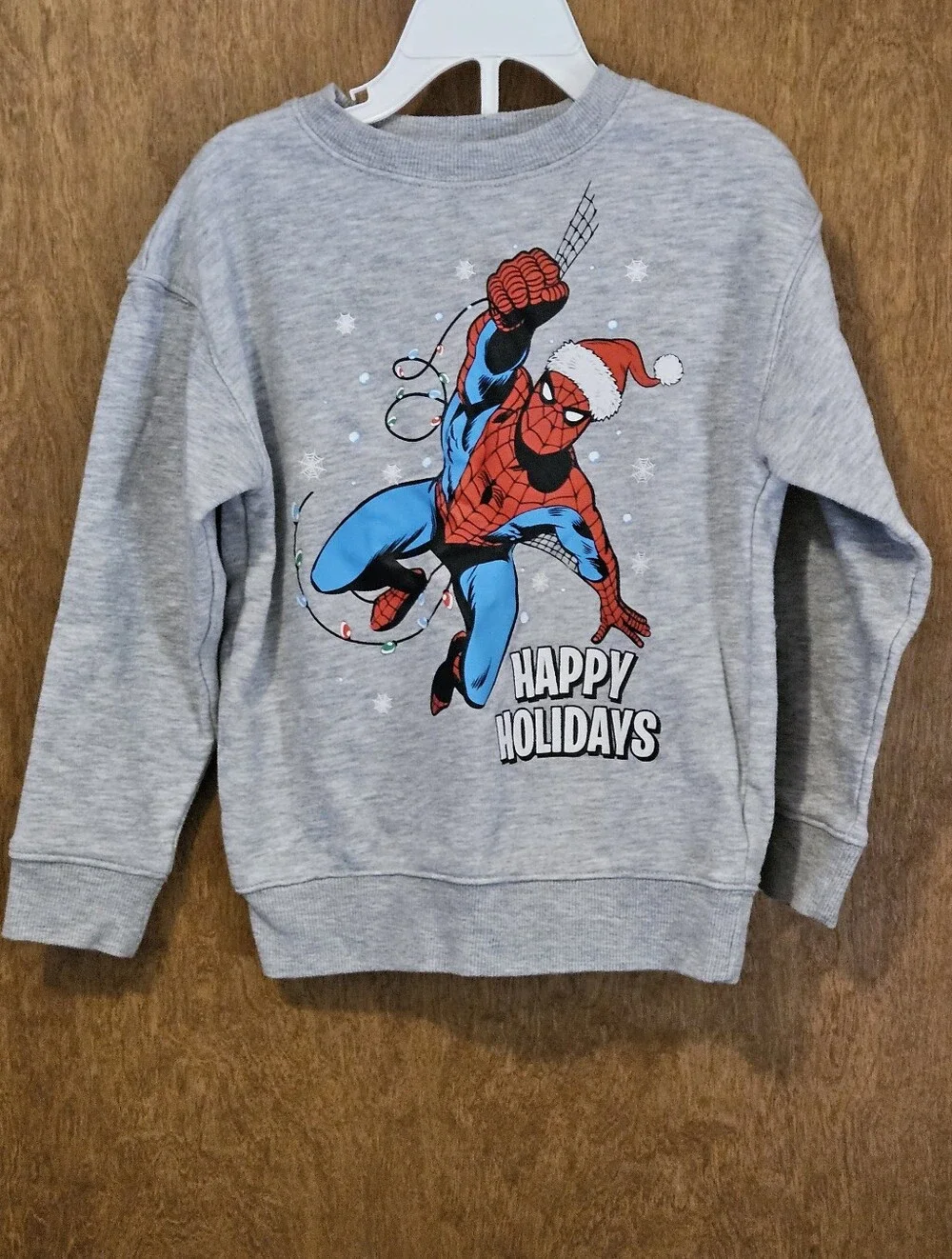 Marvel Kids Grey Spider-Man Holiday Pajama Top with Red & Blue Graphic
